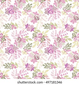 Seamless vector floral pattern, spring/summer backdrop. Small colorful flowers. The elegant the template for fashion prints,  wallpapers, pattern fills.
