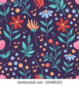 Seamless vector floral pattern, spring/summer backdrop.  Seamless texture perfect for wallpapers, pattern fills, web page backgrounds, surface textures.