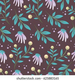 Seamless vector floral pattern, spring/summer backdrop. Surface pattern design  with flowers in garden. Seamless texture perfect for wallpapers, pattern fills, web page backgrounds, surface textures.