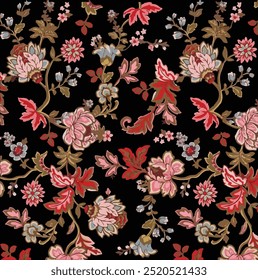 padrão floral vetor sem costura para impressão de têxteis. ilustrações de flor, planta, padrão floral, folhas e design de impressão de papel para moda. Toda a textura sobre impressão e planos de fundo.
