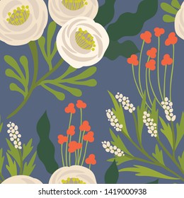 Seamless vector floral pattern. Vibrant botanical background