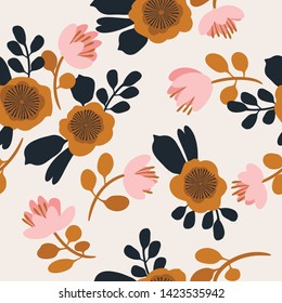 Seamless vector floral pattern. Vibrant botanical background