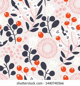 Seamless vector floral pattern. Vibrant botanical background