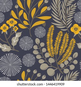 Seamless vector floral pattern. Vibrant botanical background