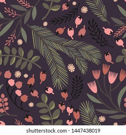 Seamless vector floral pattern. Vibrant botanical background