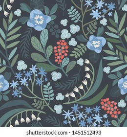 Seamless vector floral pattern. Vibrant botanical background