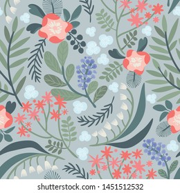 Seamless vector floral pattern. Vibrant botanical background