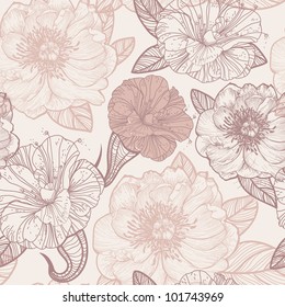 seamless vector floral pattern in a vintage style
