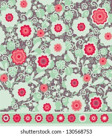 Seamless vector floral pattern, vintage style