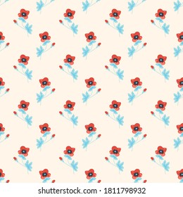 Seamless vector floral pattern. Vintage decorative background with flowers. Design for clothing, fabrics, textiles, wallpaper.