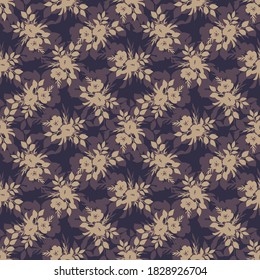 Patrón floral vectorial sin foco. Fondo vintage con flores. Diseño textil y de papel con adornos.