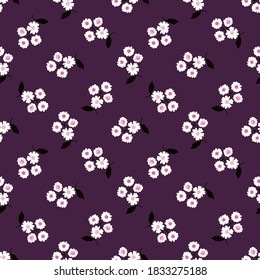 Patrón floral vectorial sin foco. Fondo vintage con flores. Diseño textil y de papel con adornos.