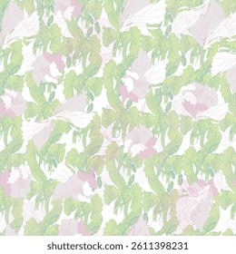 Seamless vector floral pattern. Watercolor flowers pattern design for textile scarf, texture and fashion. Wallpaper same to william morris design. 