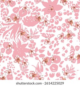Seamless vector floral pattern. Watercolor flowers pattern design for textile scarf, texture and fashion. Wallpaper same to william morris design. 