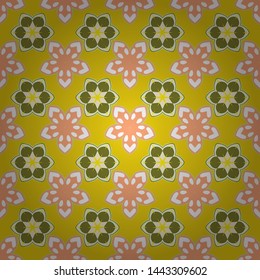 Seamless vector floral pattern in yellow, green and beige colors. Floral background.