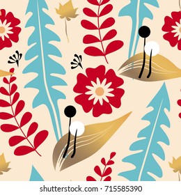 Seamless vector floral patterns. A bright and stylish collection with leaves and flowers. The texture can be used for wallpapers, fill an image, web page, background, surface, wrapping paper.