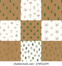 Seamless vector floral patterns set.