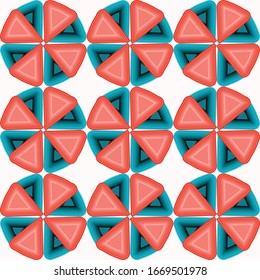 Motivo geométrico retro de polka floral sin manchas. Fondo florido de estilo moderno a mediados del siglo. Decoración vintage por todas partes. Papel gráfico abstracto del triángulo geográfico con un mosaico sin fin. 