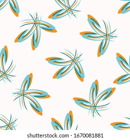 Seamless vector floral polka dot retro  geometric pattern. Mid century modern style flower background. Vintage decorative all over print. Geo triangle circle abstract graphic wallpaper endless tile. 