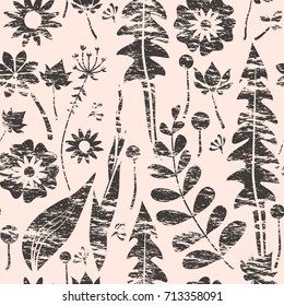Seamless vector floral scratched background. The old texture. Texture can be used for wallpaper; fill in a web page; background; surface; wrapping.