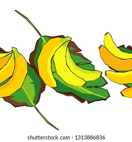 Seamless vector floral summer pattern with banana leaves and bananas. Rainforest. Can be used for wallpaper, textile, invitation card, wrapping, web page background.