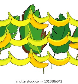 Seamless vector floral summer pattern with banana leaves and bananas. Rainforest. Can be used for wallpaper, textile, invitation card, wrapping, web page background.
