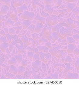 Seamless vector floral thistle pattern with doodle flowers. Vector illustration for wallpaper, pattern fills, surface textures