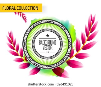 Seamless vector floral tropical pattern background with watercolor splash and jungle leaves.