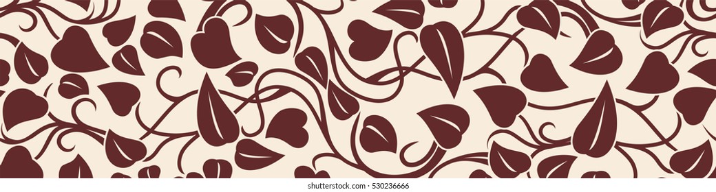 Seamless vector floral vintage pattern. Brown pattern on a beige background.