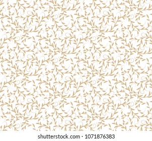 Seamless vector floral wallpaper. Decorative vintage pattern in classic style with flowers and twigs.