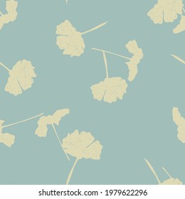 Seamless vector floral wallpaper. Decorative vintage pattern in classic style with flowers. Two tone ornament with floral silhouette on blue background