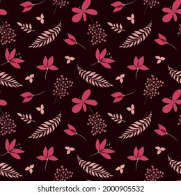 Nahtlose Vektorgrafik-Tapete mit Blumenmustern. Dekoratives Vintage-Muster mit Blumen und Zweigen.