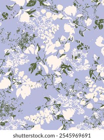 Seamless vector floral wallpaper. Decorative vintage pattern etailed botanical pattern with hand-drawn