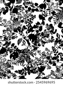 Seamless vector floral wallpaper. Decorative vintage pattern etailed botanical pattern with hand-drawn