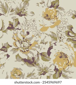 Fondo de pantalla floral de Vector sin costuras. Patrón vintage decorativo patrón botánico detallado con dibujado a mano