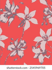Nahtlose Vektor Blumentapete. Dekoratives Vintage-Muster detailliertes botanisches Muster mit handgezeichnet