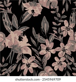 Seamless vector floral wallpaper. Decorative vintage pattern etailed botanical pattern with hand-drawn