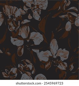 Seamless vector floral wallpaper. Decorative vintage pattern etailed botanical pattern with hand-drawn