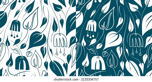 Papel de paredes floral vectorial sin inconveniente. Decoración moderna con flores y ramas.