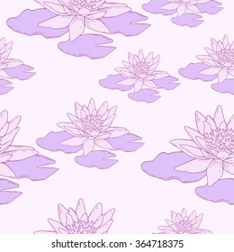 Seamless vector floral waterlily pattern