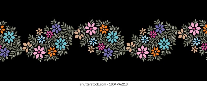 Seamless vector flower border design