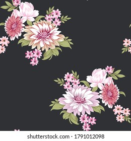seamless vector flower bunch design on background