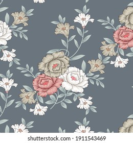 seamless vector flower bunch design pattern on  background