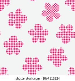 seamless vector flower with checks design pattern on white background