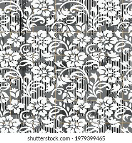 seamless vector flower and cheeks with texture design pattern on background