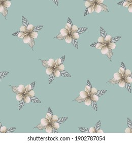 seamless vector flower design on blue background