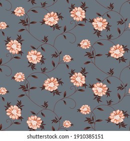 seamless vector flower design on blue background