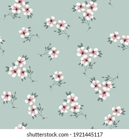 seamless vector flower design on blue background