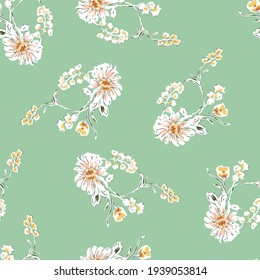 seamless vector flower design on blue background
