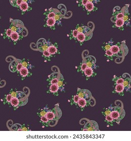 seamless vector flower design on background
